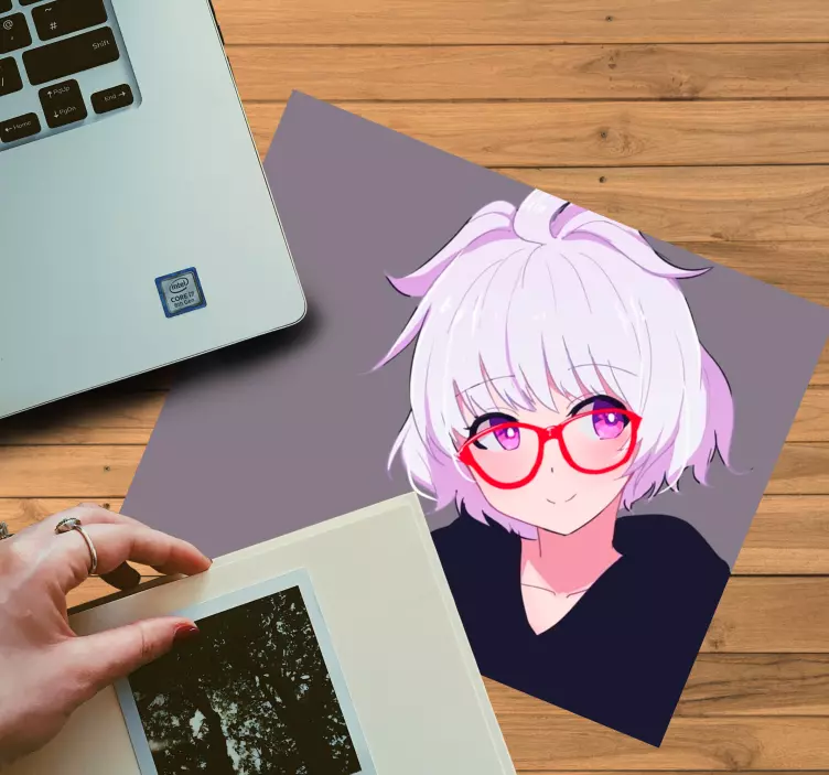 beautiful girl with white hair anime mousepad - TenStickers