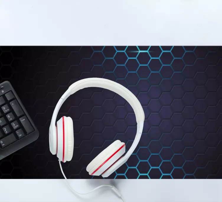 Black and blue hexagon gaming XXL mouse pad - TenStickers