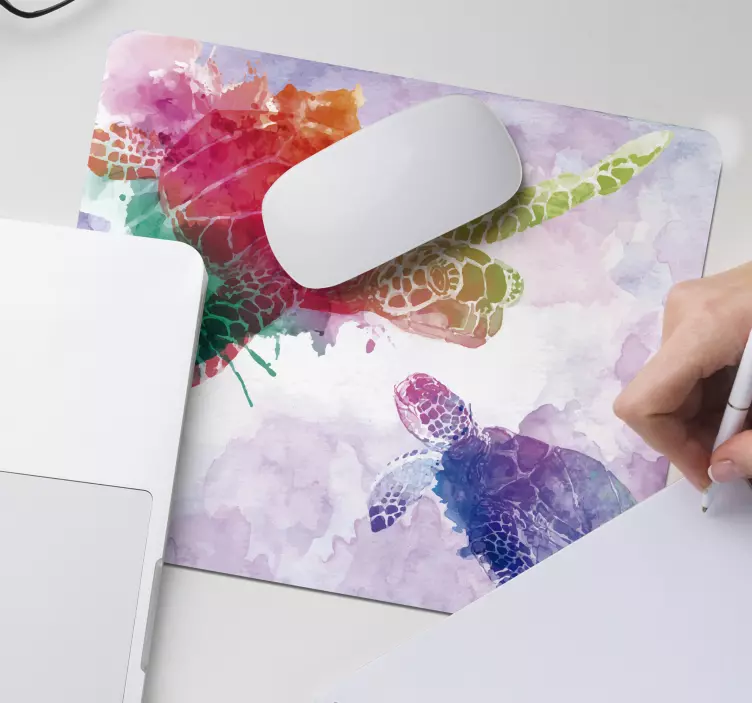 Colourful watercolour turtles mouse pad - TenStickers