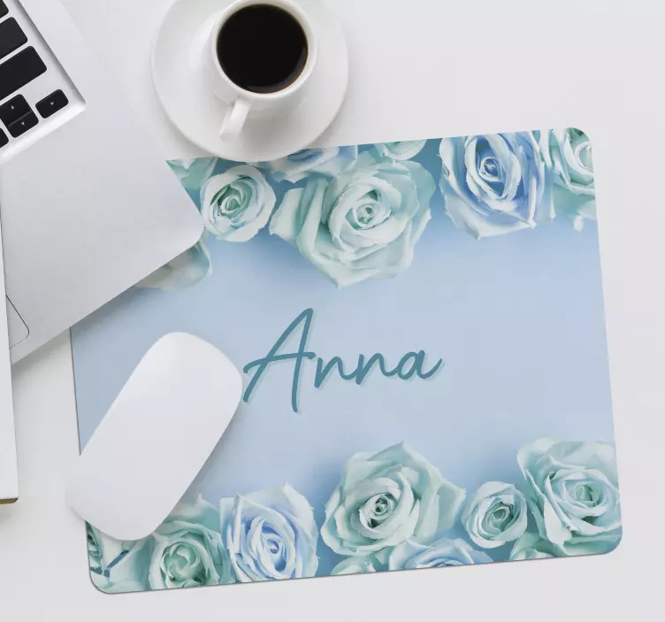 Flower frame with custom name  mouse mat - TenStickers