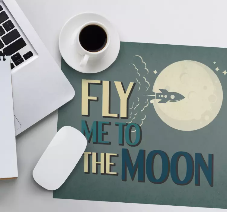 Fly me to the moon retro poster mouse pad - TenStickers