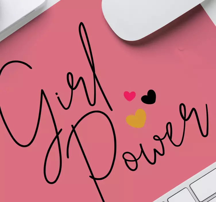 Girl power pink mouse pad quotes - TenStickers