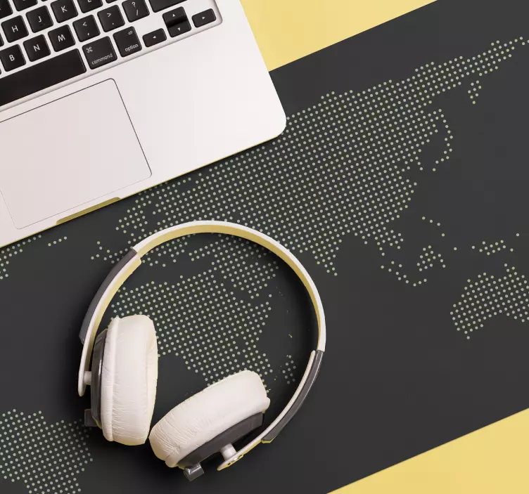 Grey pixel world map mouse pad - TenStickers