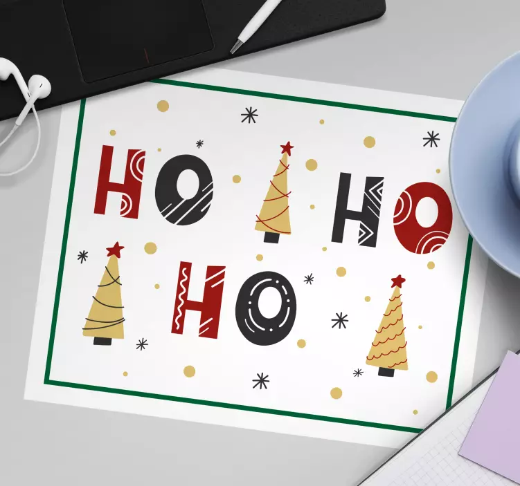 Ho ho ho Christmas text vinyl mousepad - TenStickers