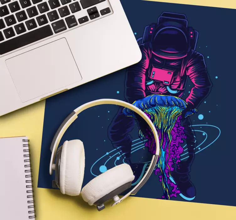Neon black astronaut design original mouse pad - TenStickers