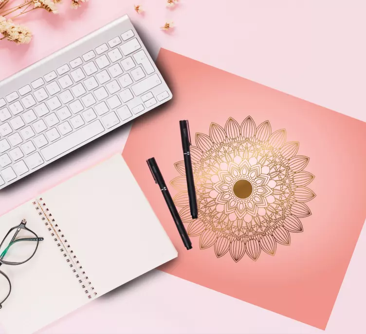 Pink and gold mandala mouse pad patterns - TenStickers