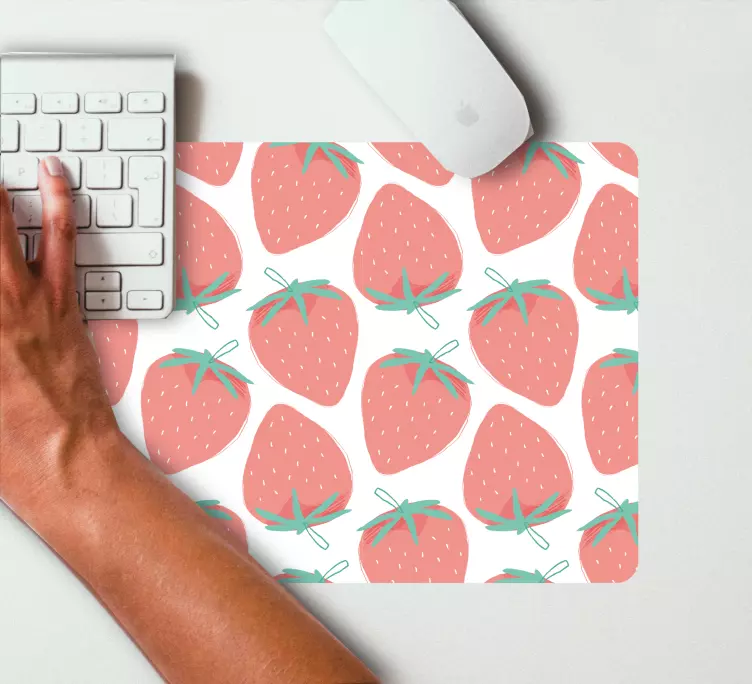 Seamless strawberry pattern pastel mouse pad - TenStickers