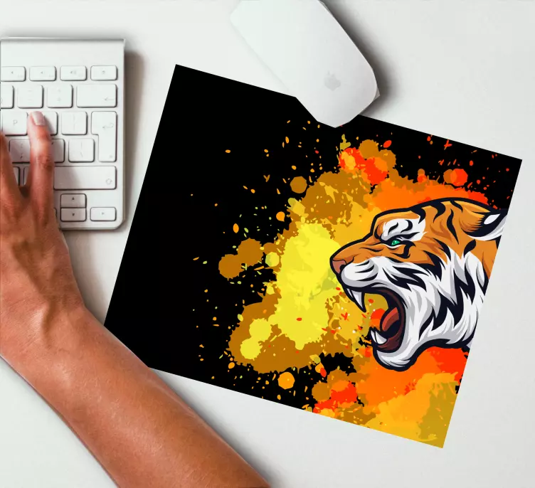 Tiger with splattered paint anime mousepad - TenStickers