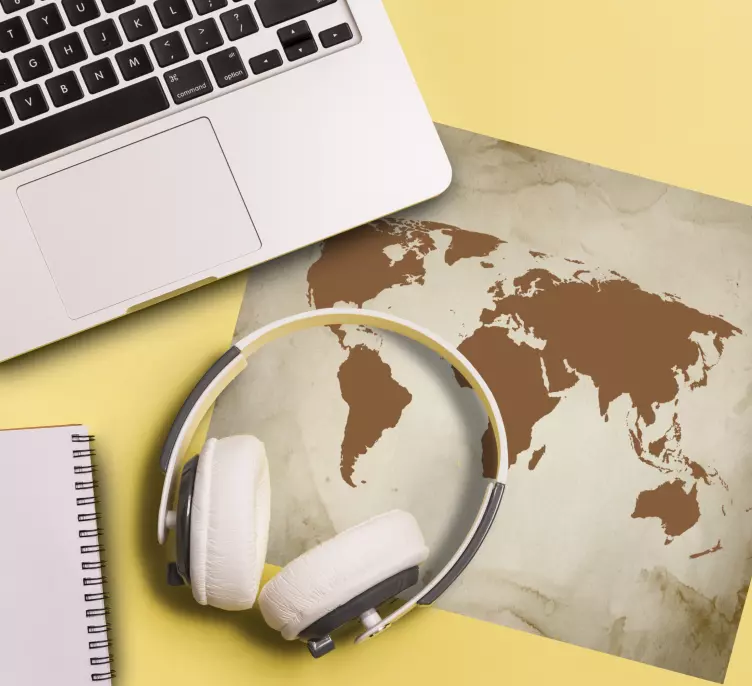 Vintage brown tones world map mouse pad - TenStickers