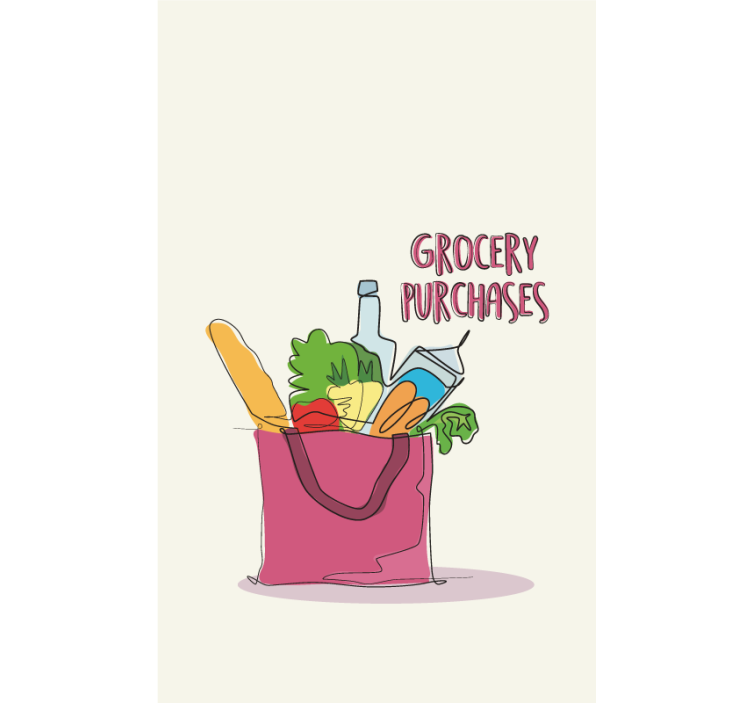 Grocery illustration kitchen roller blind - TenStickers