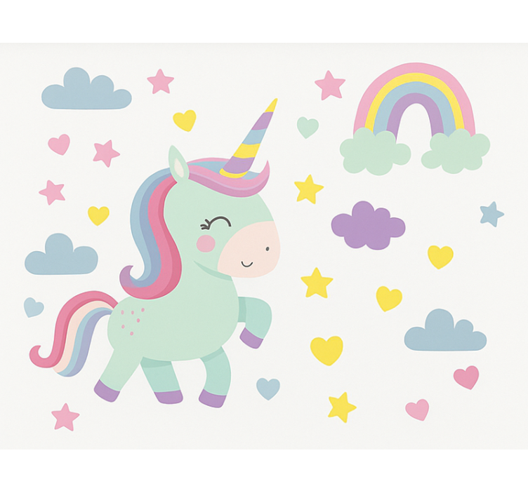 Colorful unicorn design children room roller blind - TenStickers