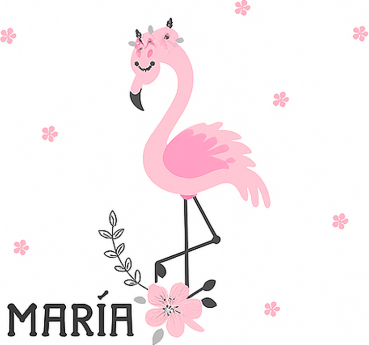 Pink flamenco with name children room roller blind - TenStickers