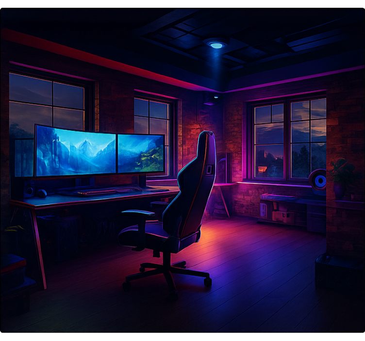 Futuristic neon game setup geek roller blind - TenStickers