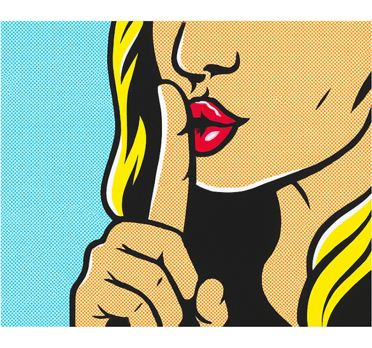 Pop art girl shushing teenage bedroom roller blind - TenStickers