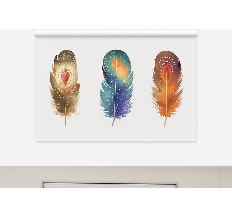 Colourful tribal inspired feathers  dining room roller blind - TenStickers