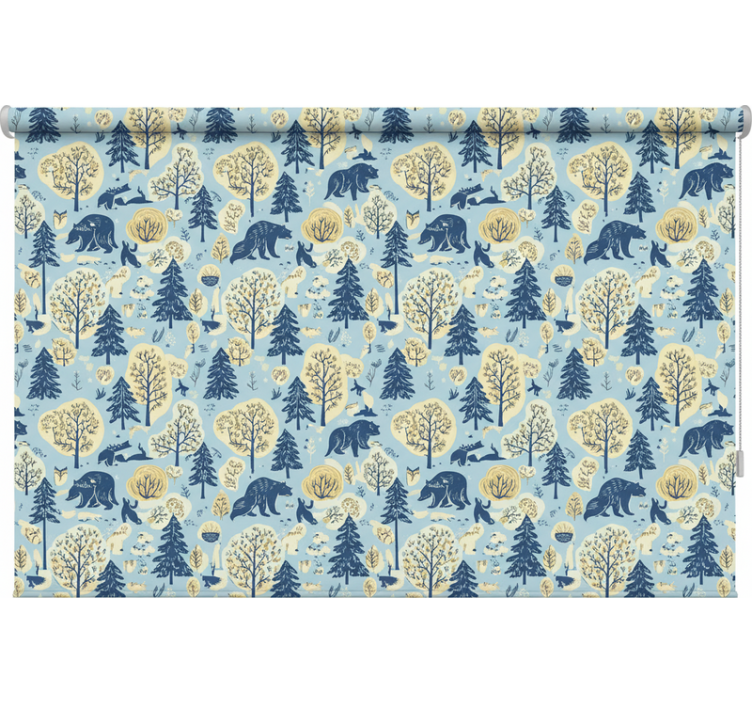 Scandinavian roller blind bear in scandinavian woods - TenStickers
