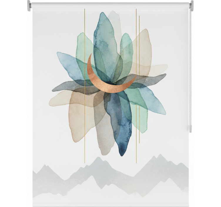 Scandinavian roller blind abstract colorful mountain scene - TenStickers