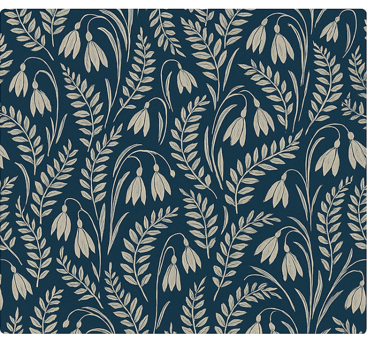 Scandinavian roller blind navy beige snowdrop flowers - TenStickers