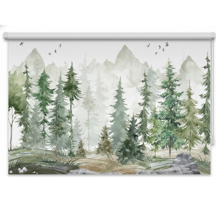 Tree roller blind nordic pine minimalist - TenStickers