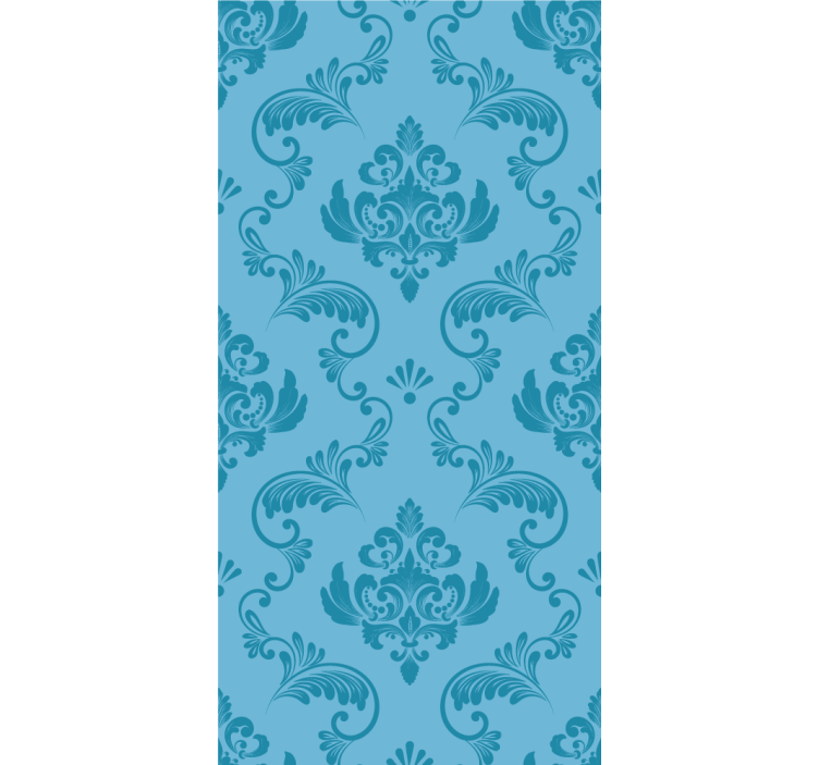 Bathroom roller blind in blue botanical curves - TenStickers