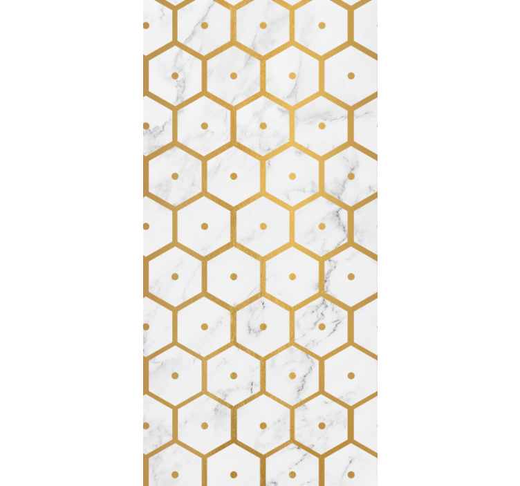 Kitchen roller blind with hexagonal gold marble design - TenStickers