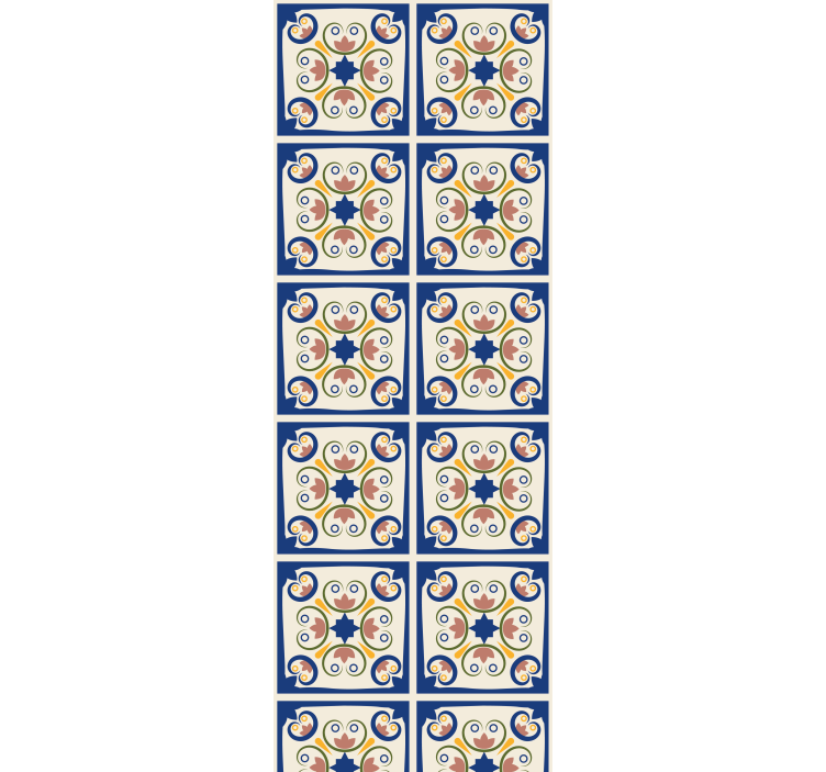 Kitchen roller blind with pink floral portuguese tile - TenStickers