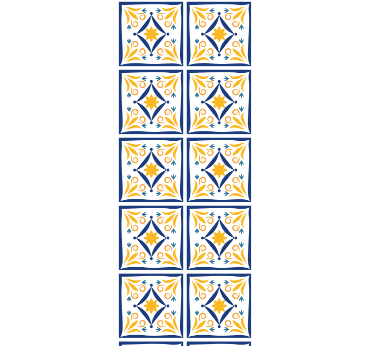 Kitchen roller blind with blue and yellow portuguese tiles - TenStickers