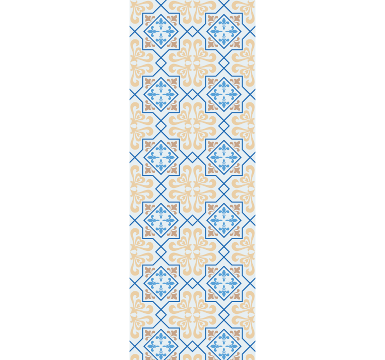 Kitchen roller blind portuguese tile pattern blue lines - TenStickers