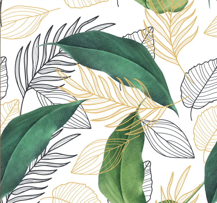 Green and gold leaves art kitchen roller blind - TenStickers