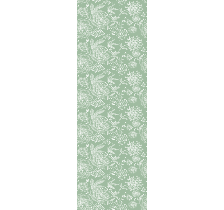 Green floral grandmillenial style dining room roller blind - TenStickers