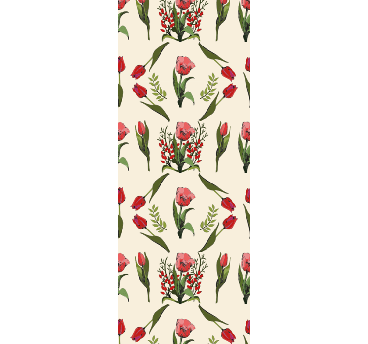 Dining room roller blind spring with red tulips - TenStickers