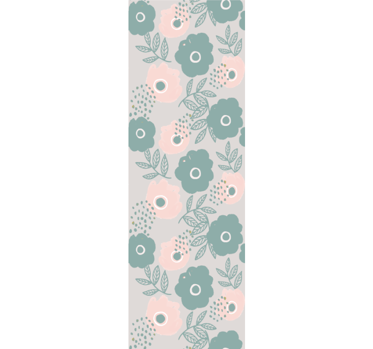 Dining room roller blind in pink and blue watercolor flowers - TenStickers