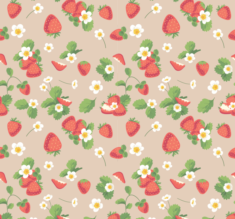 Dining room roller blind strawberries and flowers - TenStickers
