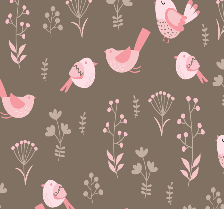 Vintage pink birds dining room roller blind - TenStickers
