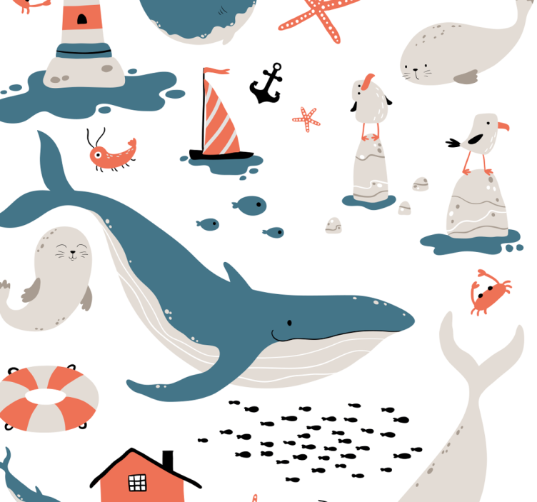 Children room roller blind ocean whales theme - TenStickers