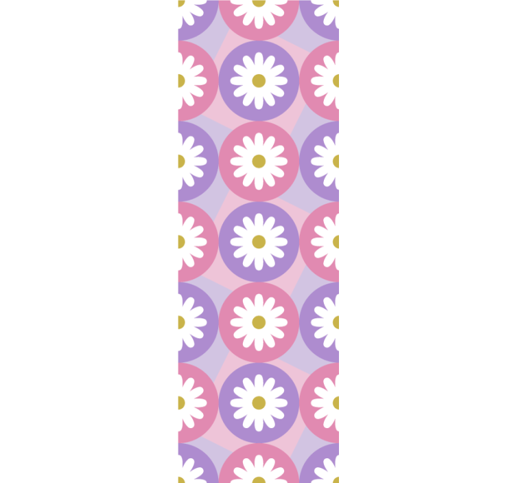 Children room roller blind purple pink daisy pattern - TenStickers