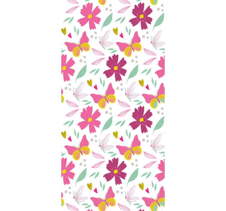 Children room roller blind with pink and yellow flowers - TenStickers