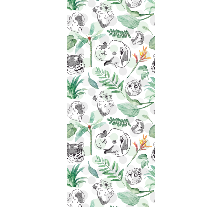 Children room roller blind watercolor tropical animals - TenStickers
