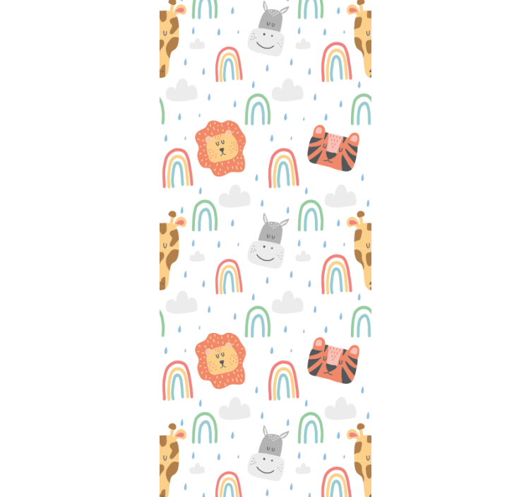 Children room roller blind with pastel animals and rainbows - TenStickers