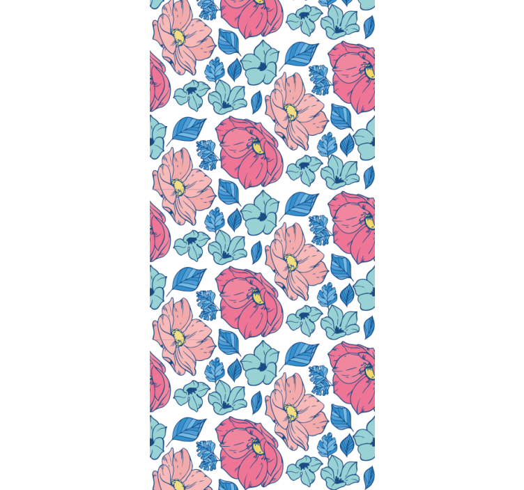 Children room roller blind with soft pink and blue blooms - TenStickers