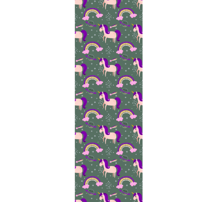 Pink and green unicorns children room roller blind - TenStickers