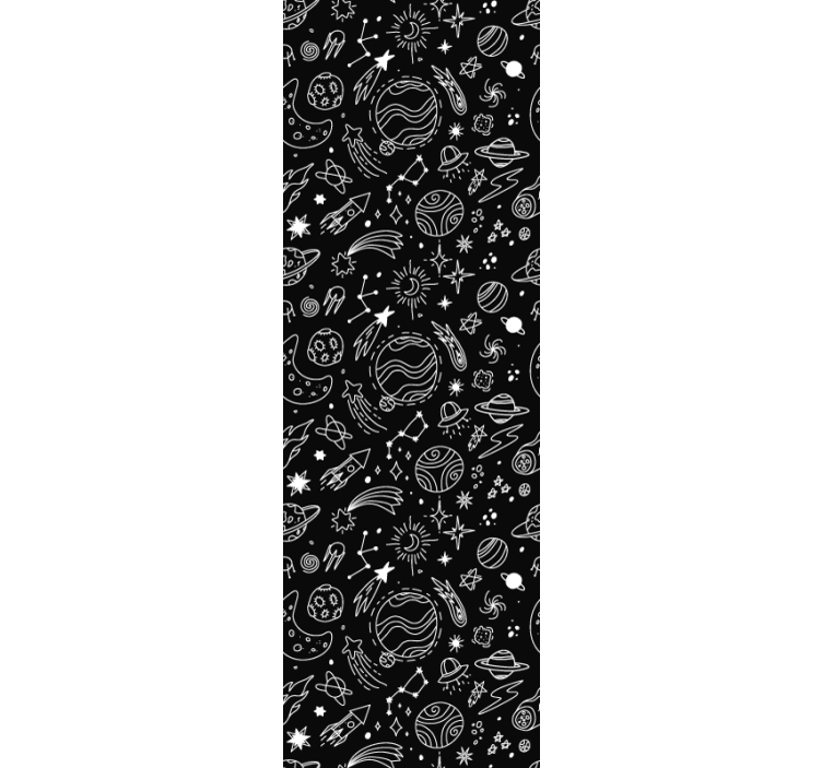 Children room roller blind black and white cosmic - TenStickers