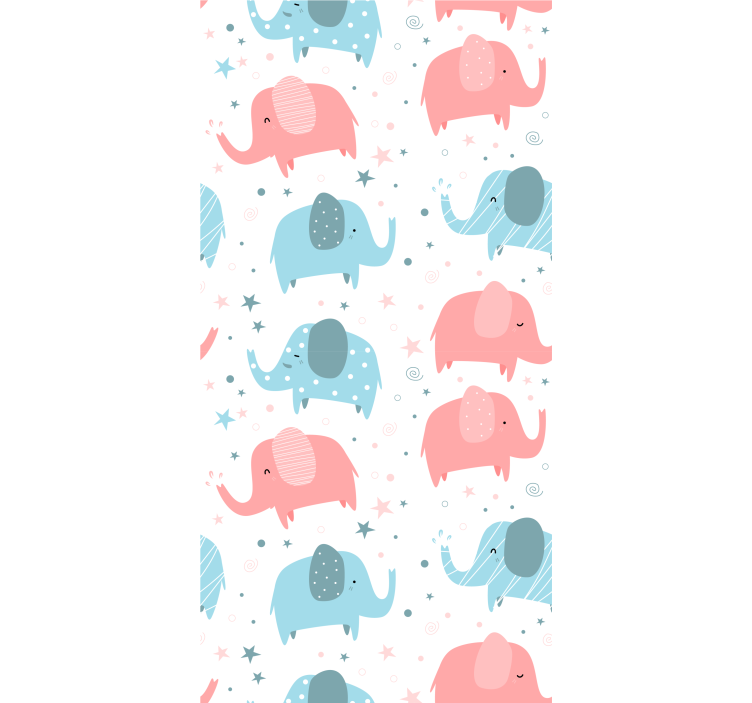 Children room roller blind elephant pink and blue - TenStickers
