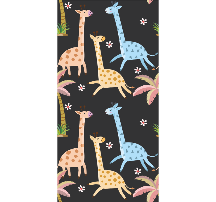 Children room roller blind with grey palm trees and animals - TenStickers