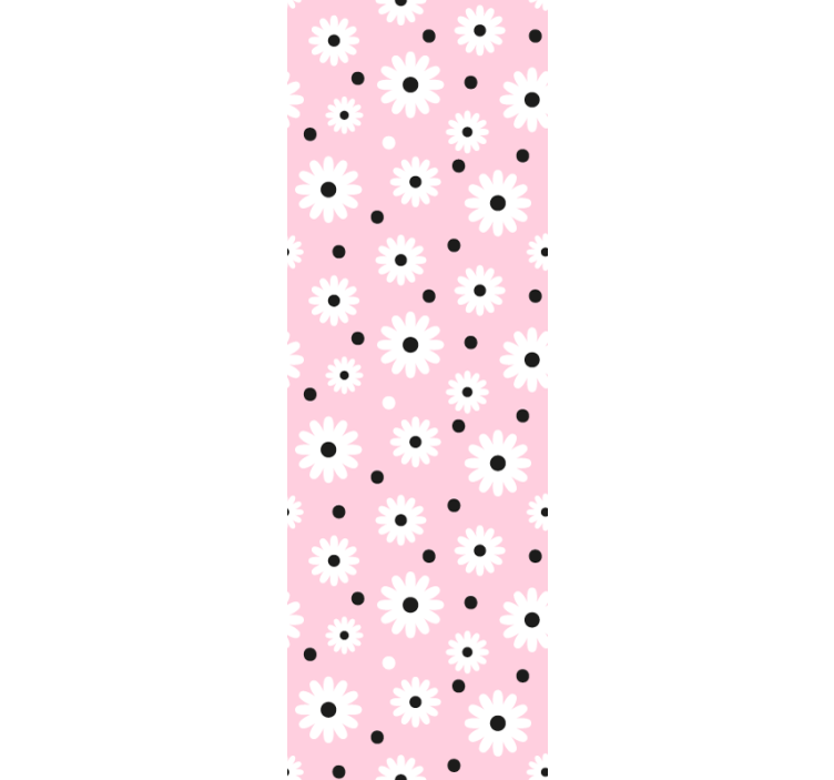Children room roller blind with pink black dot flowers - TenStickers