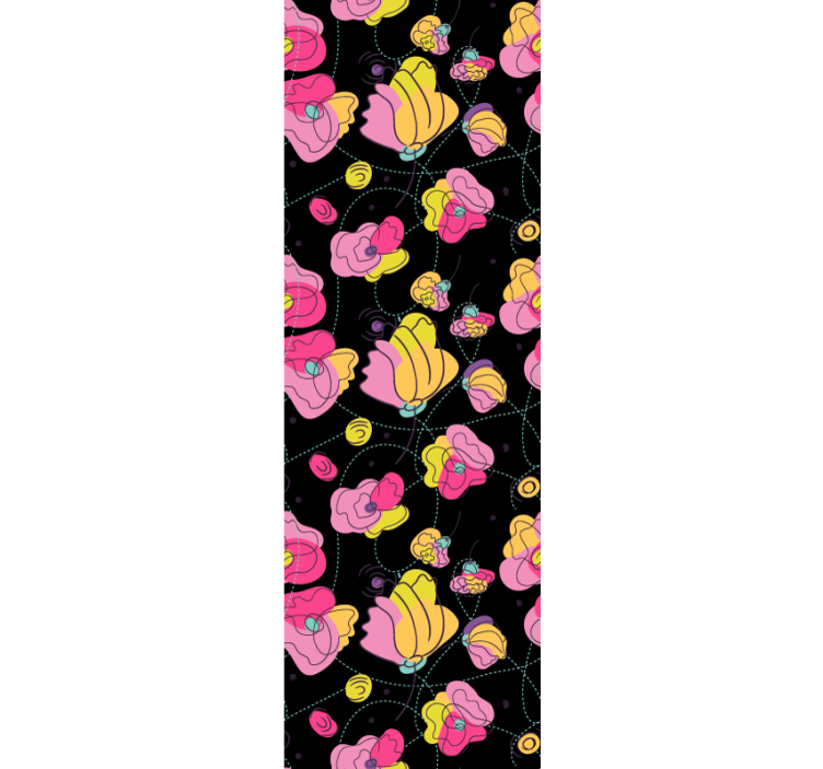 Teenage bedroom roller blind with neon floral design - TenStickers