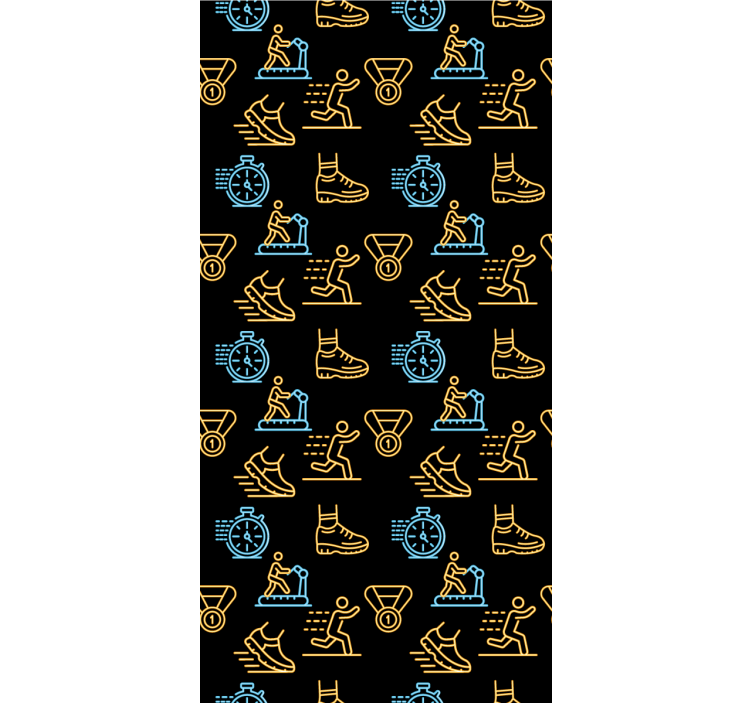 Teenage bedroom roller blind with neon icons on black - TenStickers