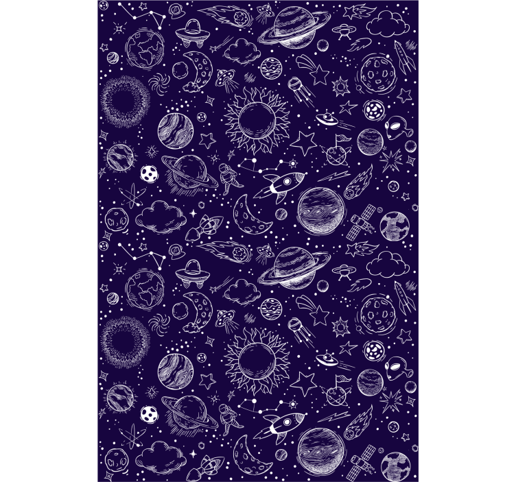Teenage bedroom roller blind planet doodle design - TenStickers