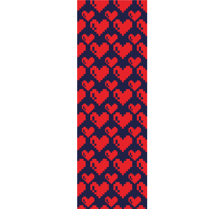 Teenage bedroom roller blind geometric red hearts blue - TenStickers