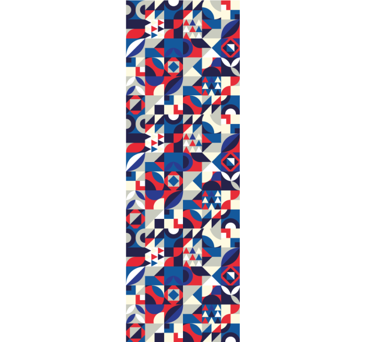 Modern roller blind in red and blue mosaic pattern - TenStickers